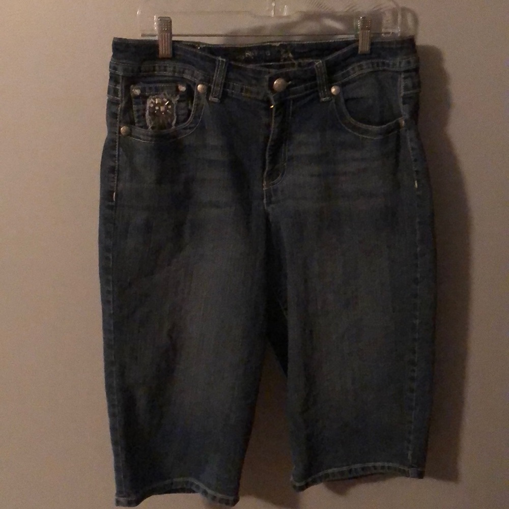 Denim embellished clam diggers - Picture 1 of 4